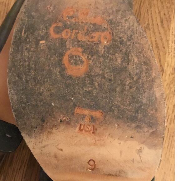 Calleen Cordero pewter leather w/studded accents slingback platform Sandals Sz 9 - Picture 3 of 6